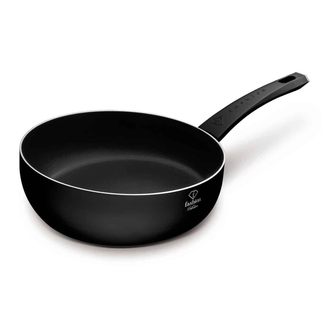 Kétoldalas, fordítható serpenyő, 26 cm (Fekete, rozéarany). Termékfotó világos háttéren.