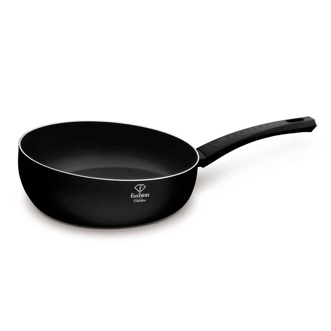 Kétoldalas, fordítható serpenyő, 26 cm (Fekete, rozéarany). A termék oldalnézetből.