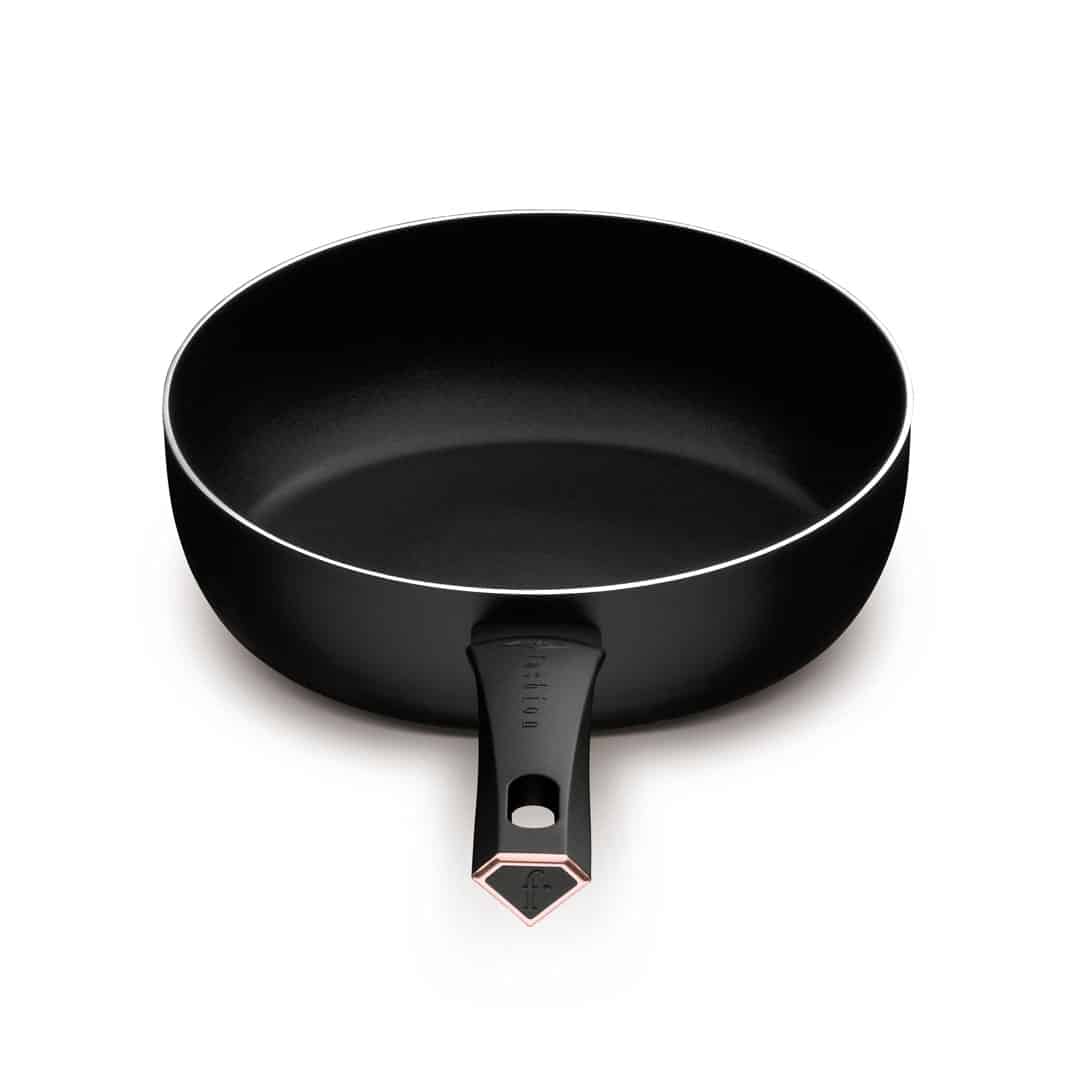Kétoldalas, fordítható serpenyő, 26 cm (Fekete, rozéarany). A termék elölnézetből.