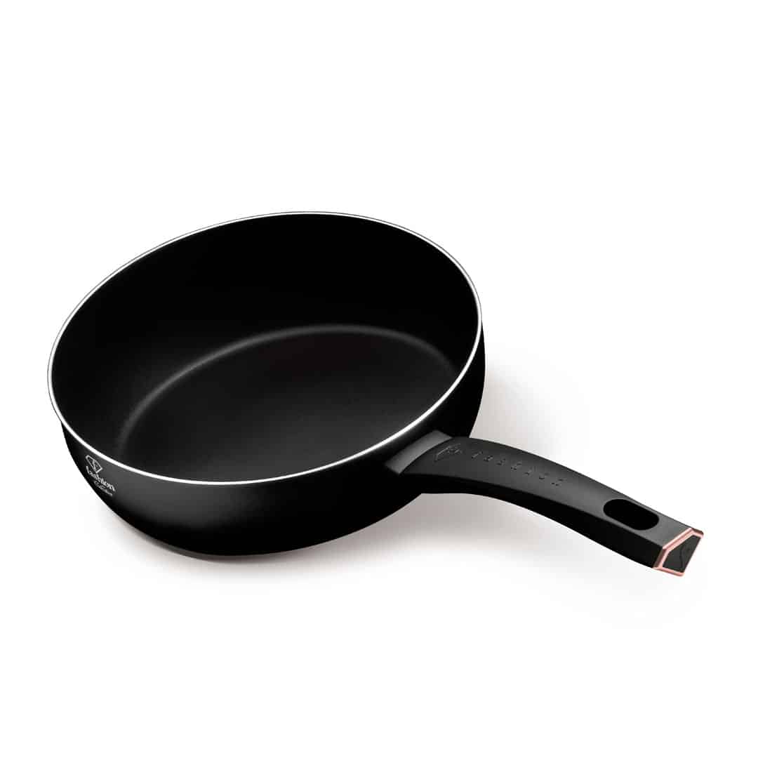 Kétoldalas, fordítható serpenyő, 26 cm (Fekete, rozéarany). A termék ferde nézetből.
