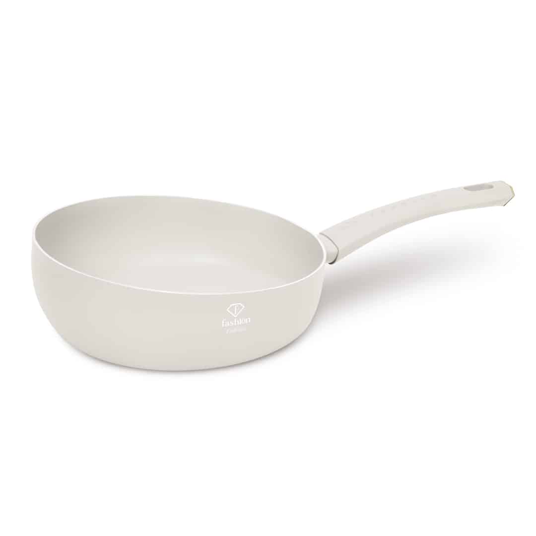 Kétoldalas, fordítható serpenyő, 26 cm (Krém, arany). Termékfotó világos háttéren.
