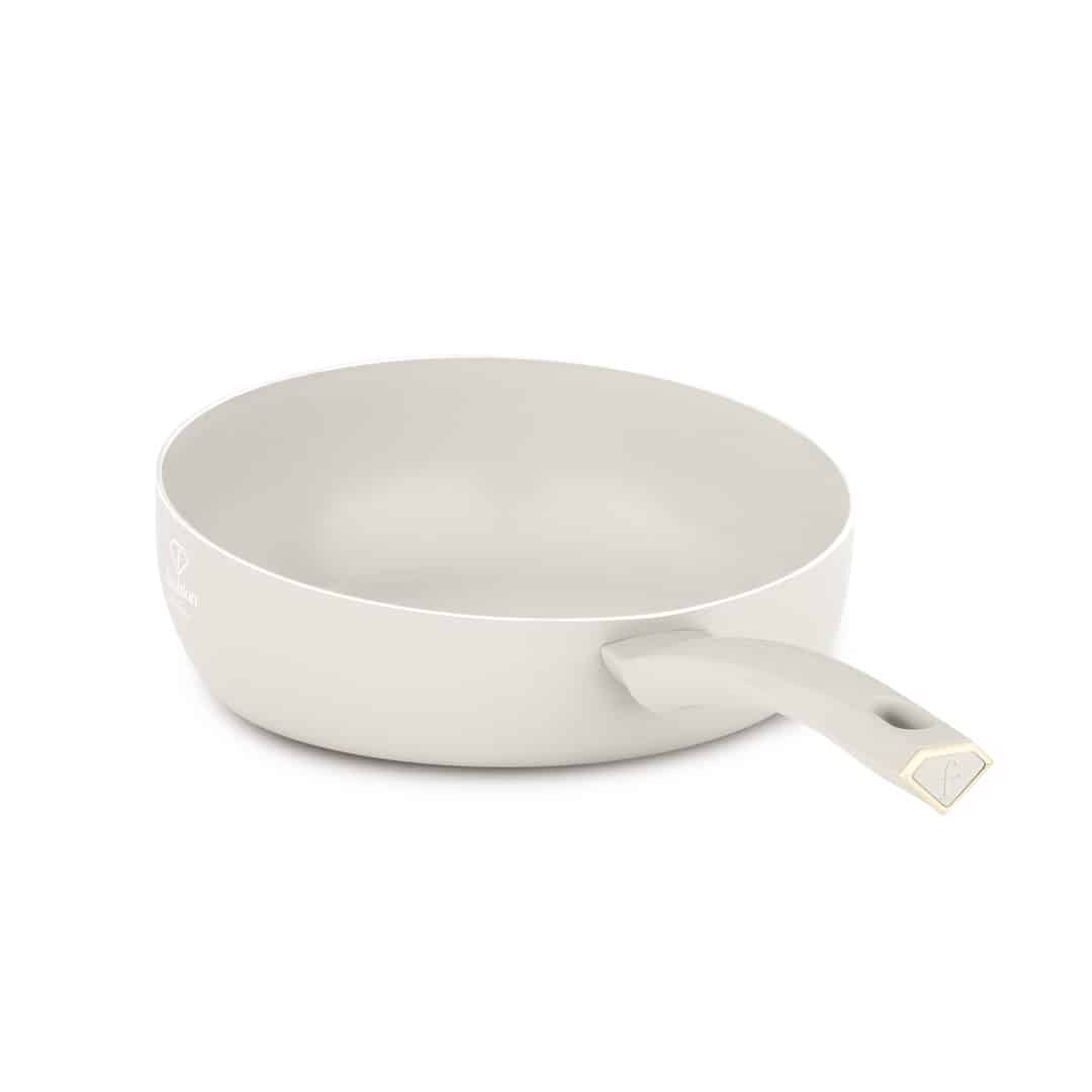 Kétoldalas, fordítható serpenyő, 26 cm (Krém, arany). A termék elölnézetből.