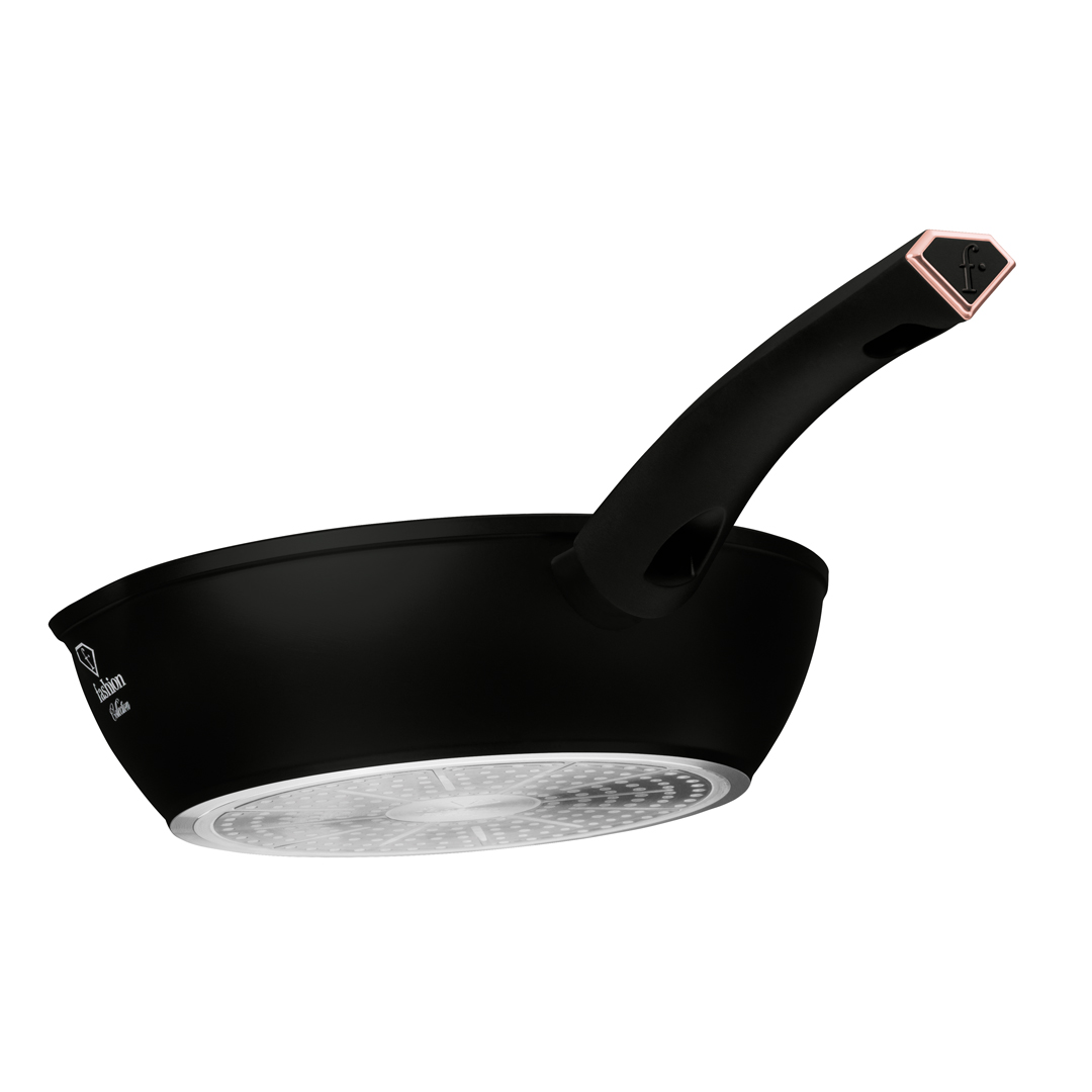 Mély serpenyő két kiöntővel, 24 cm, fekete és rózsaarany, kép 3