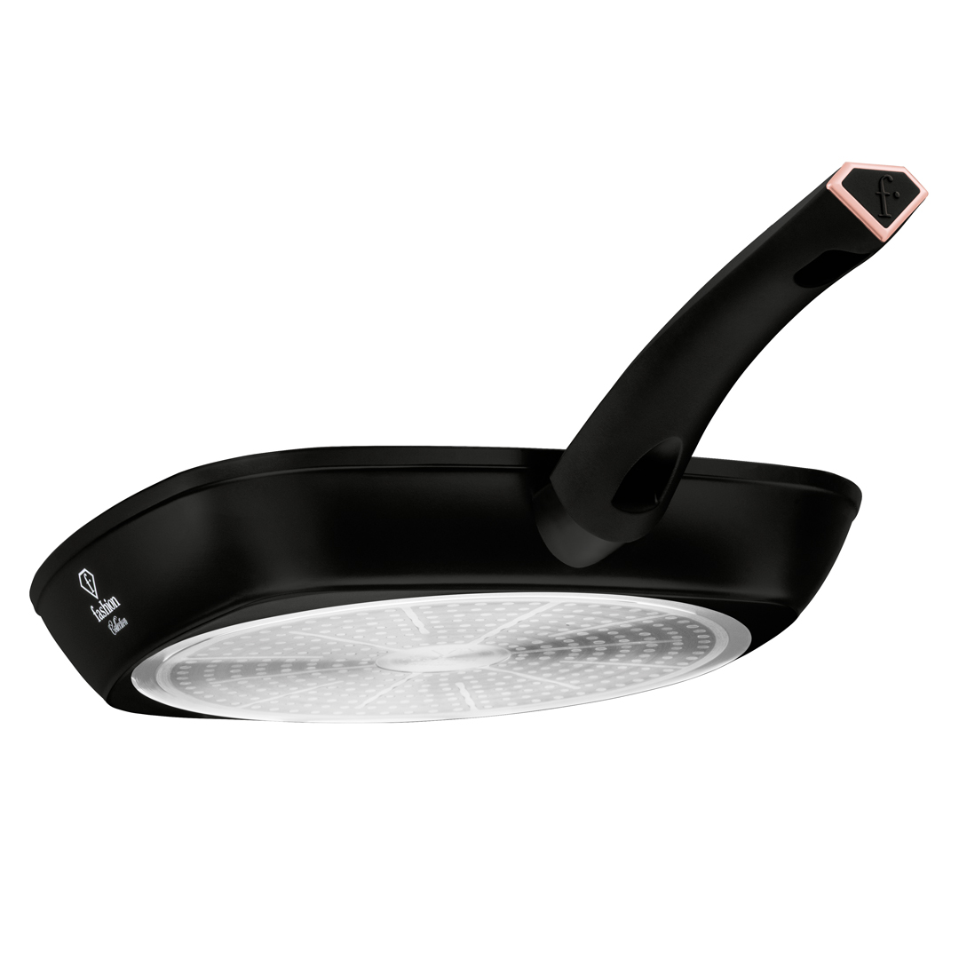 Poêle gril antiadhésive, 28 cm, noir et or rose, photo 3
