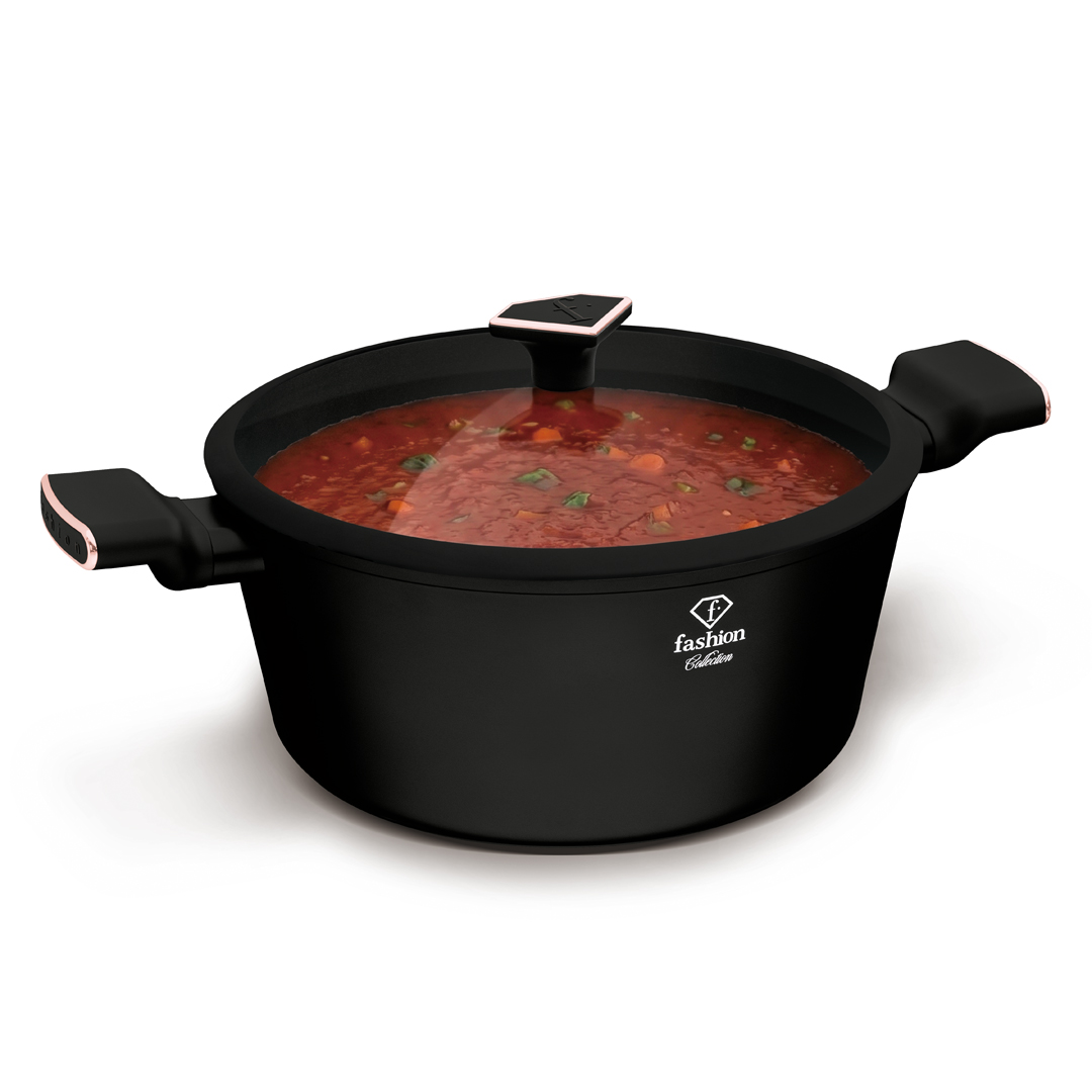 Kochtopf mit Glasdeckel zum Abgießen, 28 cm, 6,1 Liter, Schwarz und Roségold, Bild 4