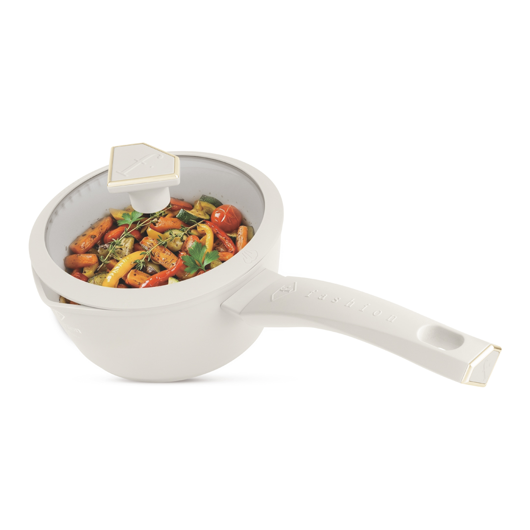 Casserole avec couvercle en verre, 16 cm, 1,2 litre, crème et or, photo 4