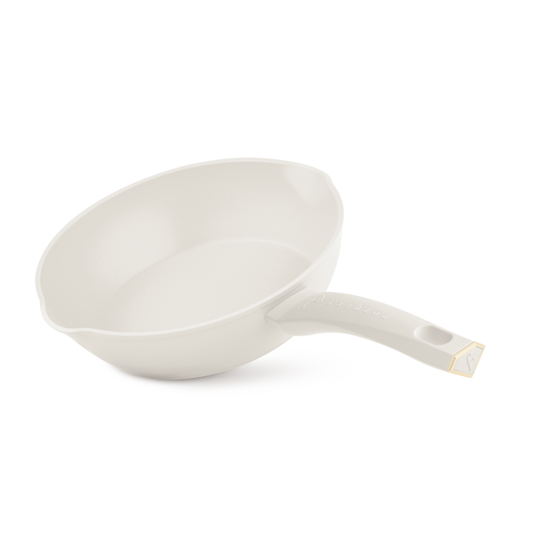 Poêle profonde avec deux becs verseurs, 24 cm, crème et or, photo 1