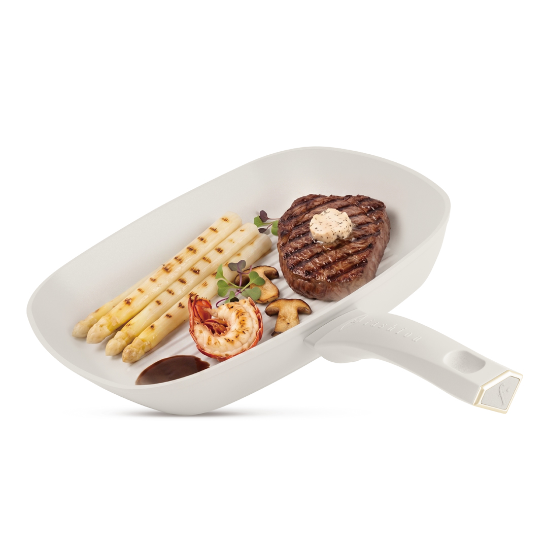 Antihaft-Grillpfanne, 28 cm, Creme und Gold, Bild 4