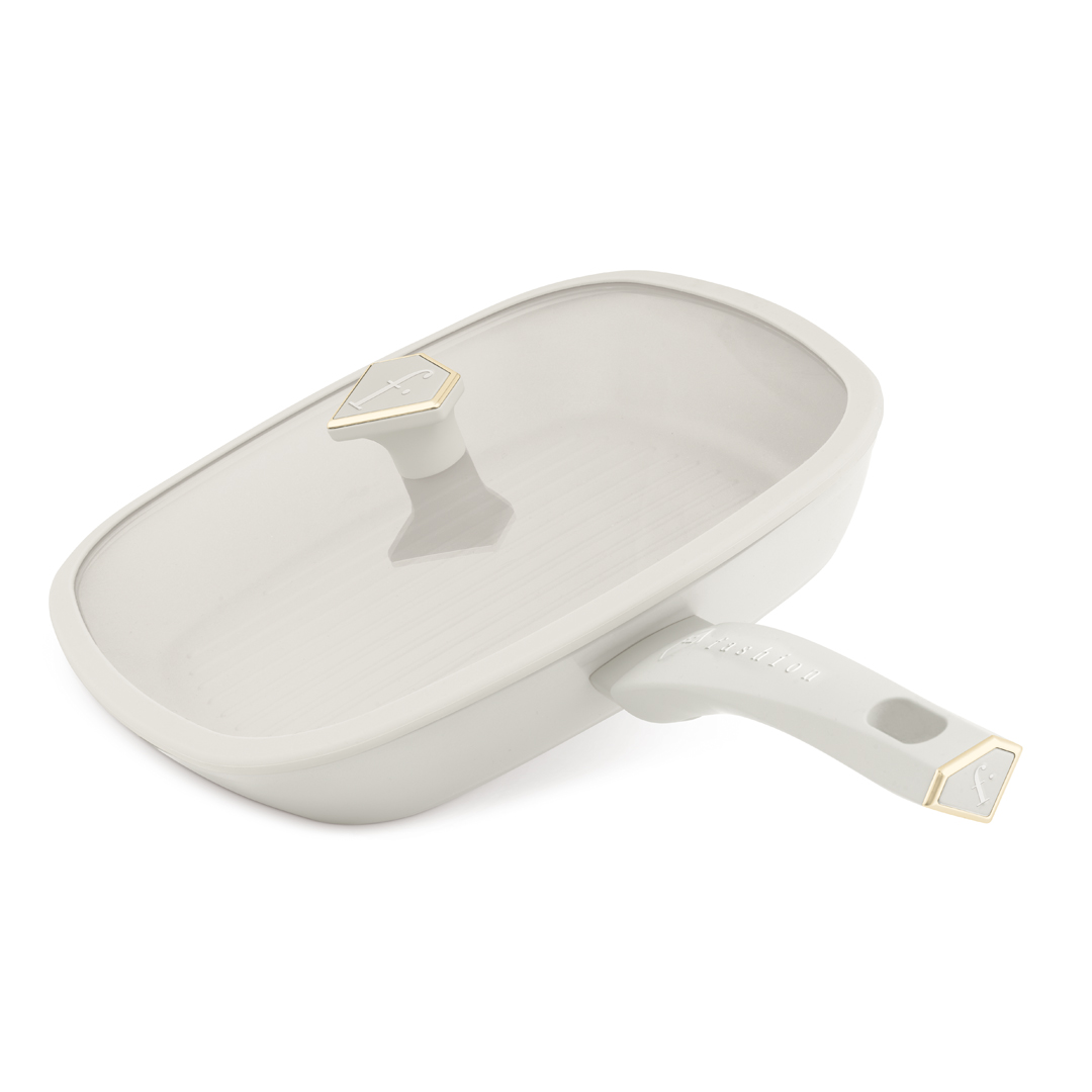 Grillpfanne mit Glasdeckel, 28 cm, Creme und Gold, Bild 1