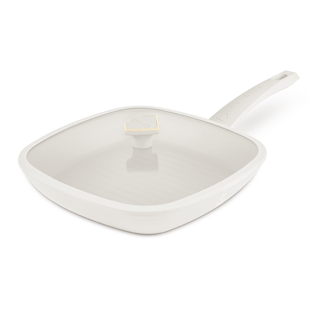 Grillpfanne mit Glasdeckel, 28 cm, Creme und Gold, Bild 2