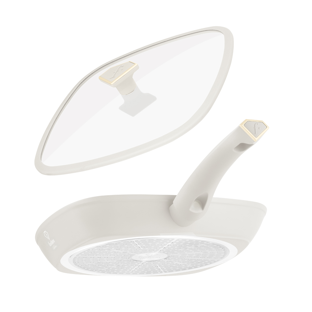 Grillpfanne mit Glasdeckel, 28 cm, Creme und Gold, Bild 3