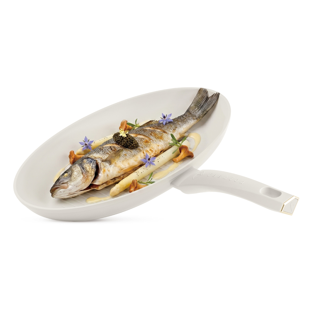Fischpfanne, Creme und Gold, Bild 4