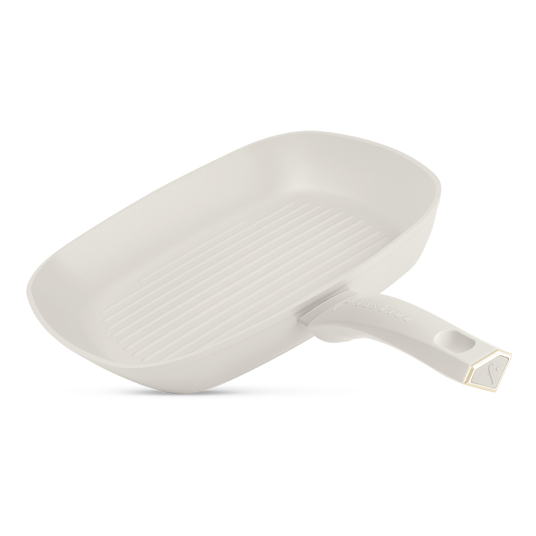 4-teiliges Pfannenset mit Grillpfanne, 20, 24 und 28 cm, Creme und Gold, Bild 2