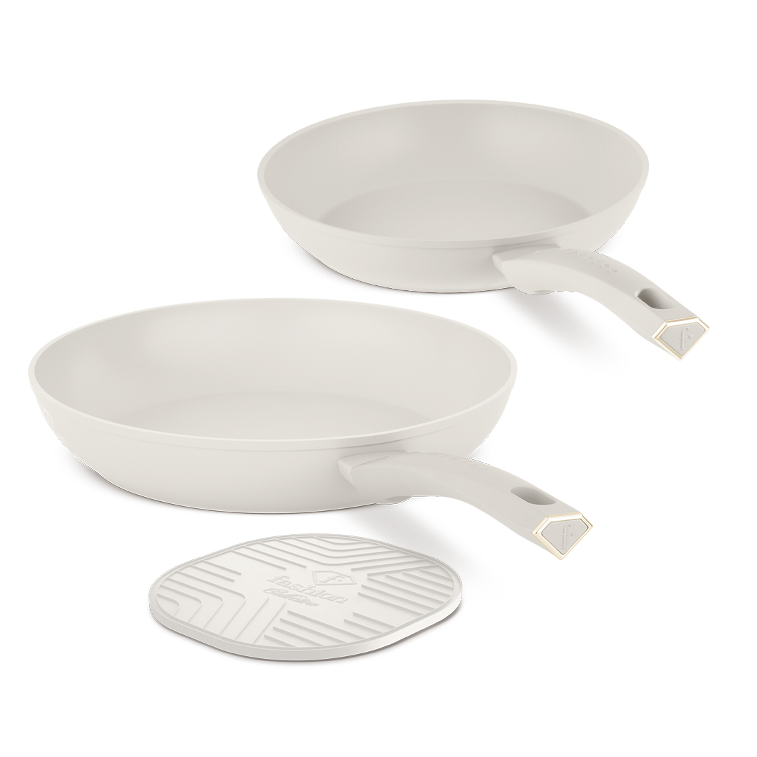 3-elementowy zestaw patelni, 22 i 26 cm, krem i złoto, zdjęcie 1