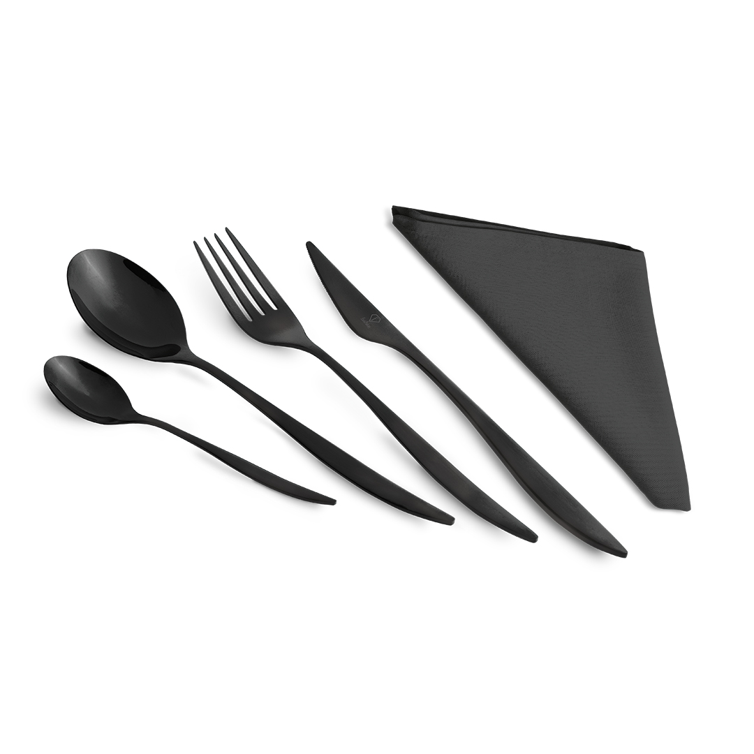 24-teiliges Besteckset für 6 Personen, Schwarz, Bild 2
