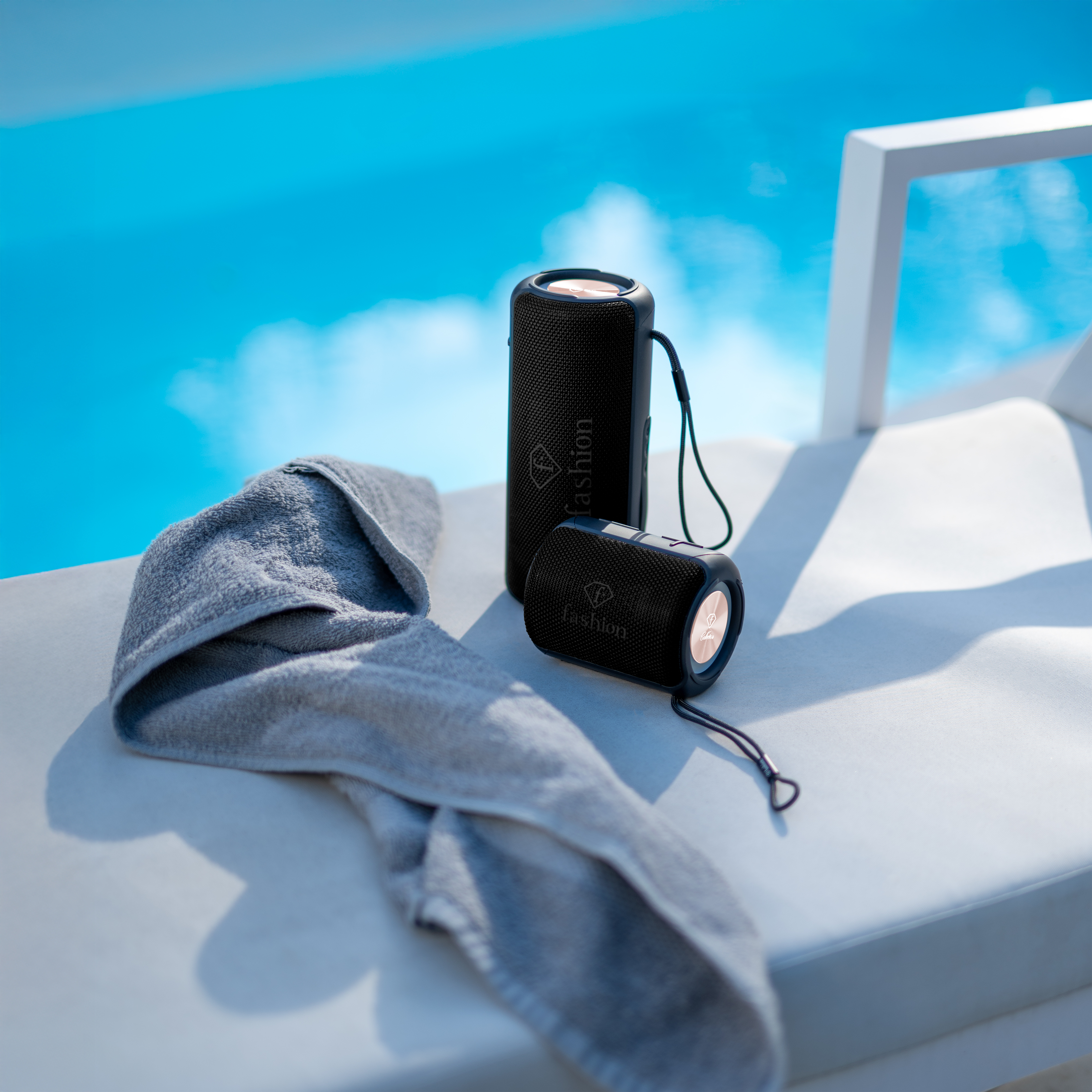 Enceinte Bluetooth compacte, noir et or rose, photo 3