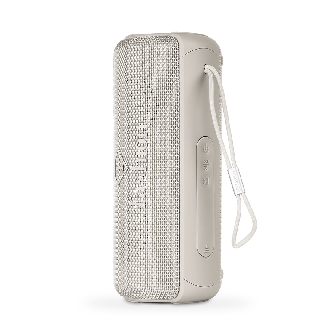 Hordozható Bluetooth-hangszóró, 21 cm (Krém, arany). A termék elölnézetből.