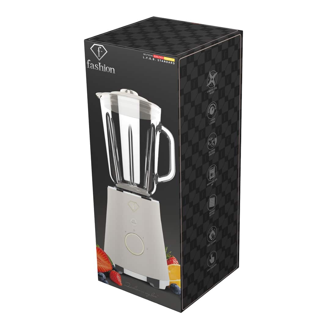 Blender kielichowy ze szklanym dzbankiem, 1,5 l (Kremowy ze złotem). Opakowanie producenta produktu.