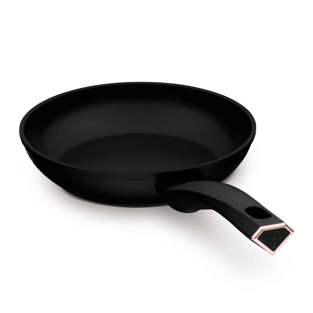 Tapadásmentes serpenyő, 20 cm (Fekete, rozéarany). A termék ferde nézetből.