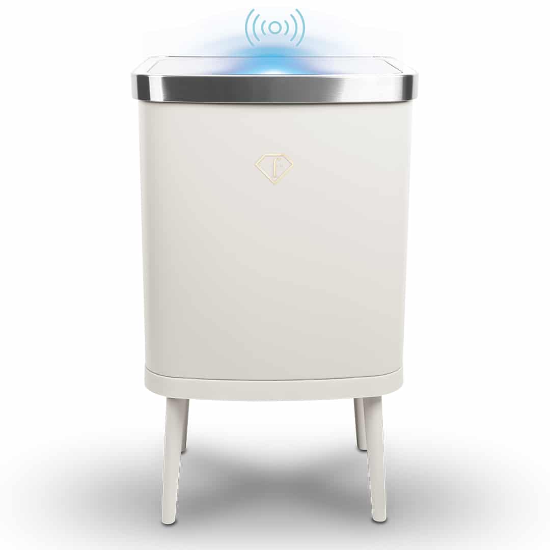 Érzékelős szemetes, 30 l (Krém, arany). Termékfotó világos háttéren.
